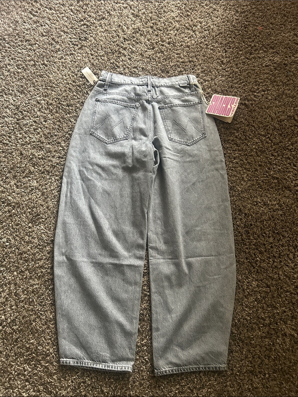 MOTHER Light Gray Wide-Leg Denim Jeans Barrel Jeans